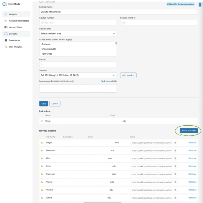 Add Users from LMS