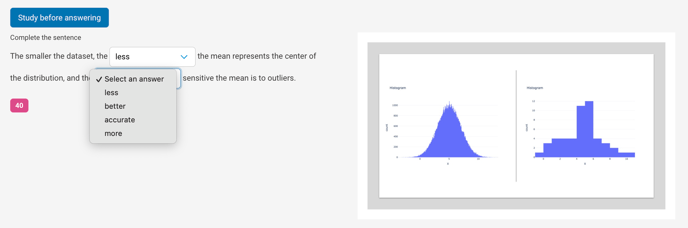 Cloze Select question example