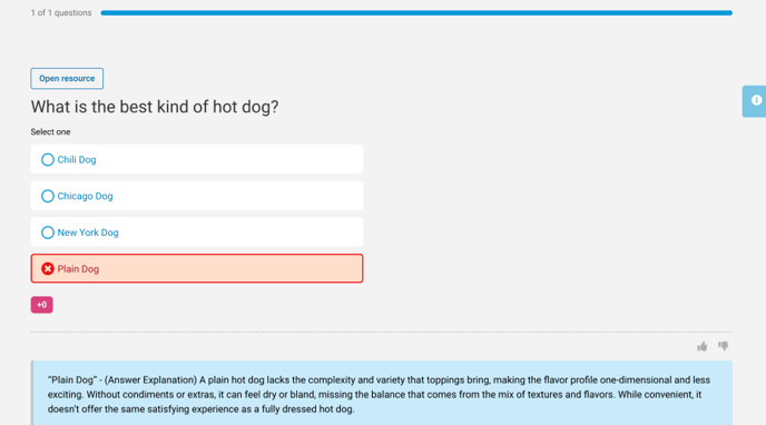 Example of an incorrect answer explanation.