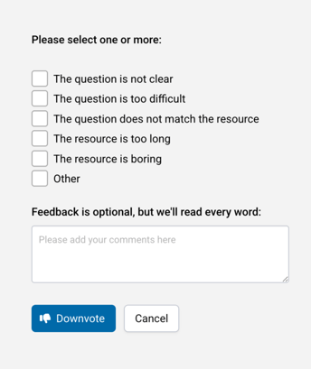 Downvote feedback option.
