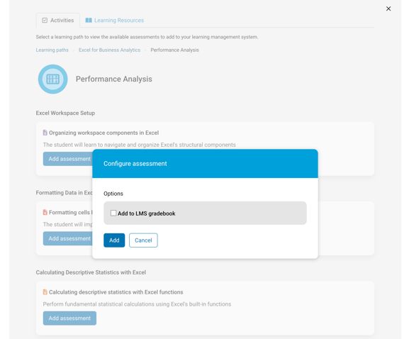 Add to LMS gradebook option.