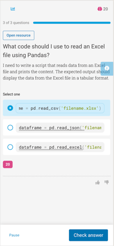 Mobile coding assessment example question with long answers.